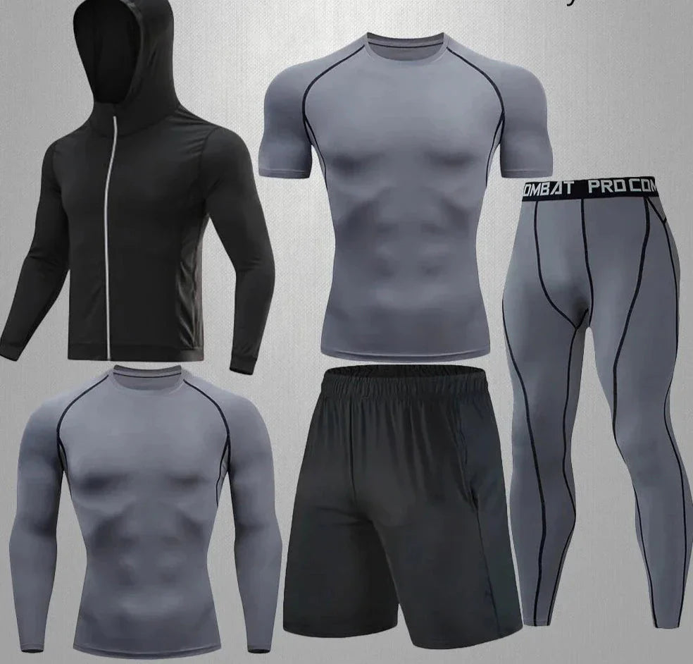 Conjunto Masculino Esportivo de Compressão - 5 Peças