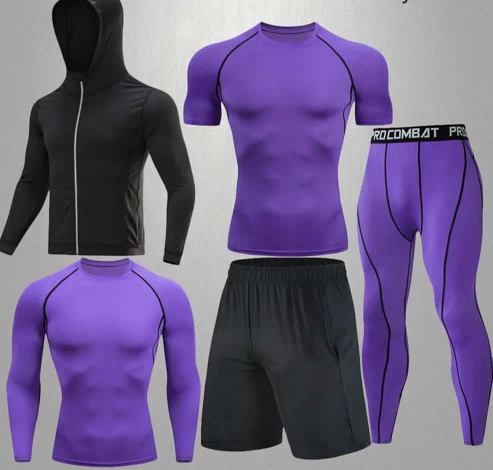 Conjunto Masculino Esportivo de Compressão - 5 Peças