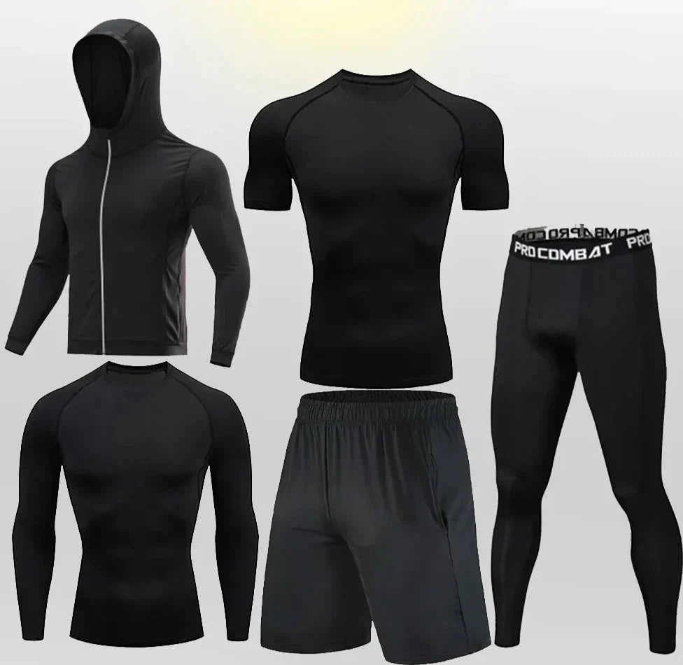 Conjunto Masculino Esportivo de Compressão - 5 Peças