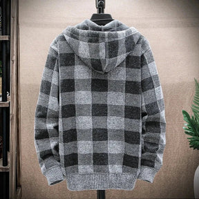 Blusa Masculina Xadrez com Zíper e Capuz