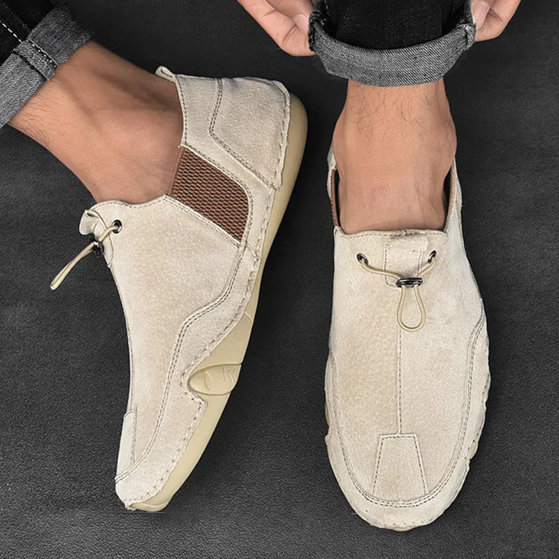 Sapatênis de Couro Masculino Slip-On