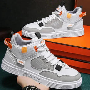 Tênis Masculino Casual Cano Alto em Couro Sintético