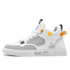 Tênis Masculino Casual Cano Alto em Couro Sintético